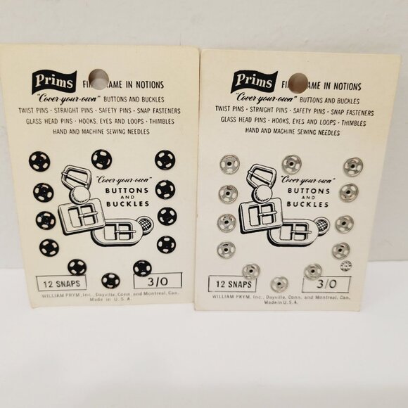 2 Antique Vtg Prims Snap Fastener Card Sew On Snaps Sewing Notion Prym USA - Picture 4 of 4